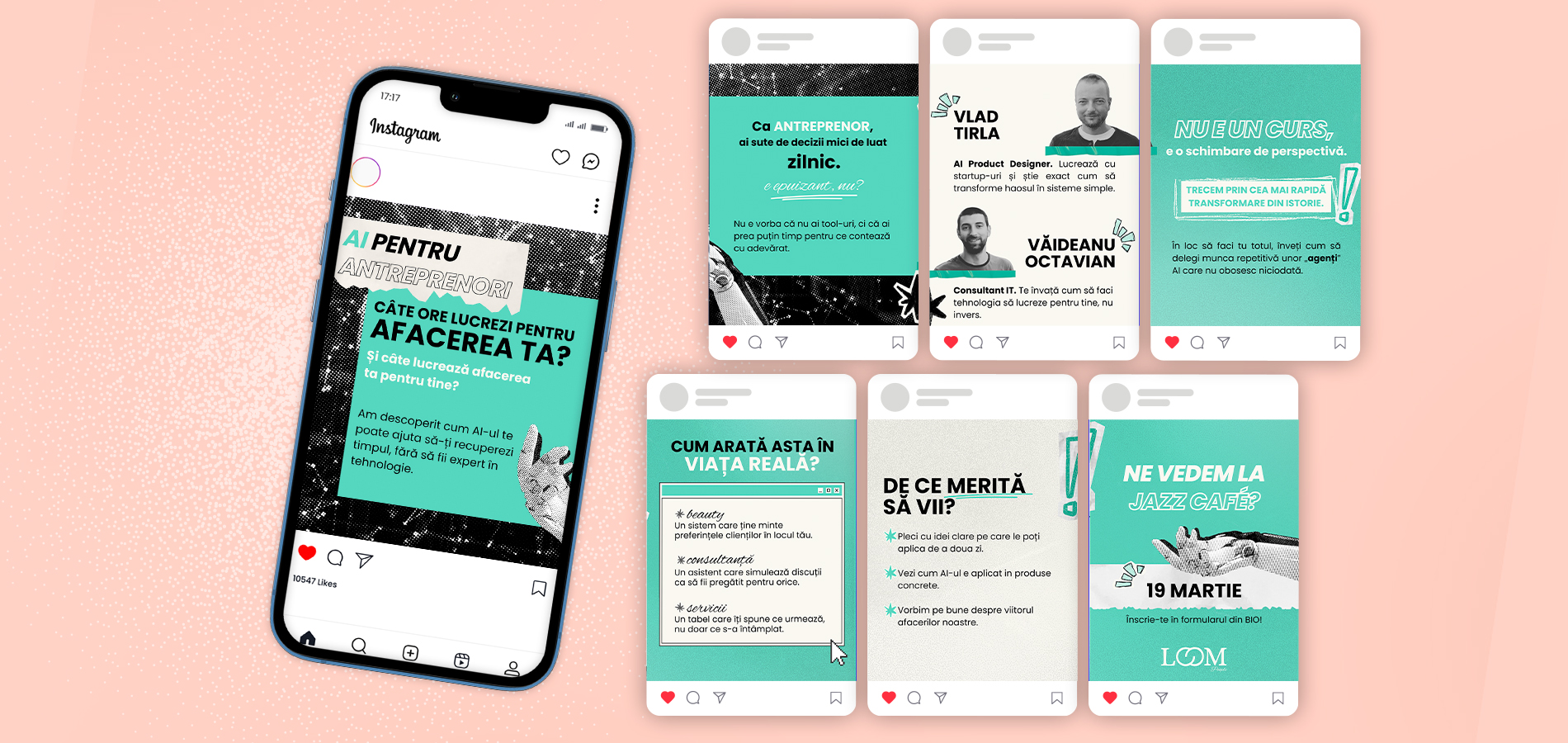 Carusele Instagram pentru antreprenori, design Mist Atelier