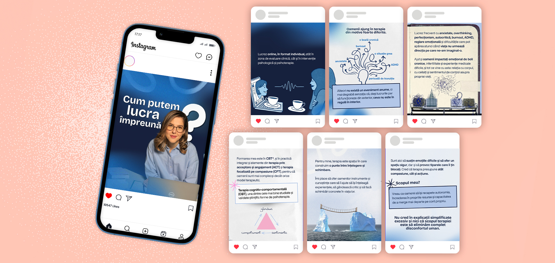 Design social media, carusele și postări Instagram, Mist Atelier